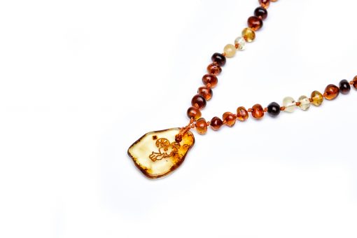 Teething necklace amber pendant capricorn