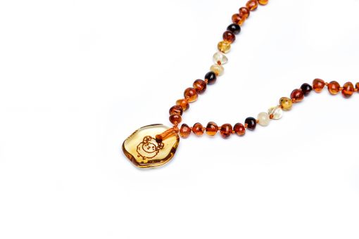 Teething necklace amber pendant aries