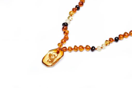 Teething necklace amber pendant virgo
