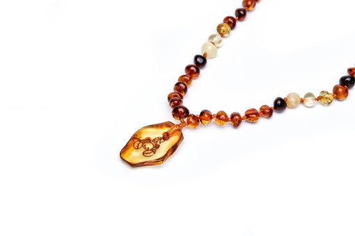 Teething necklace amber pendant scorpio