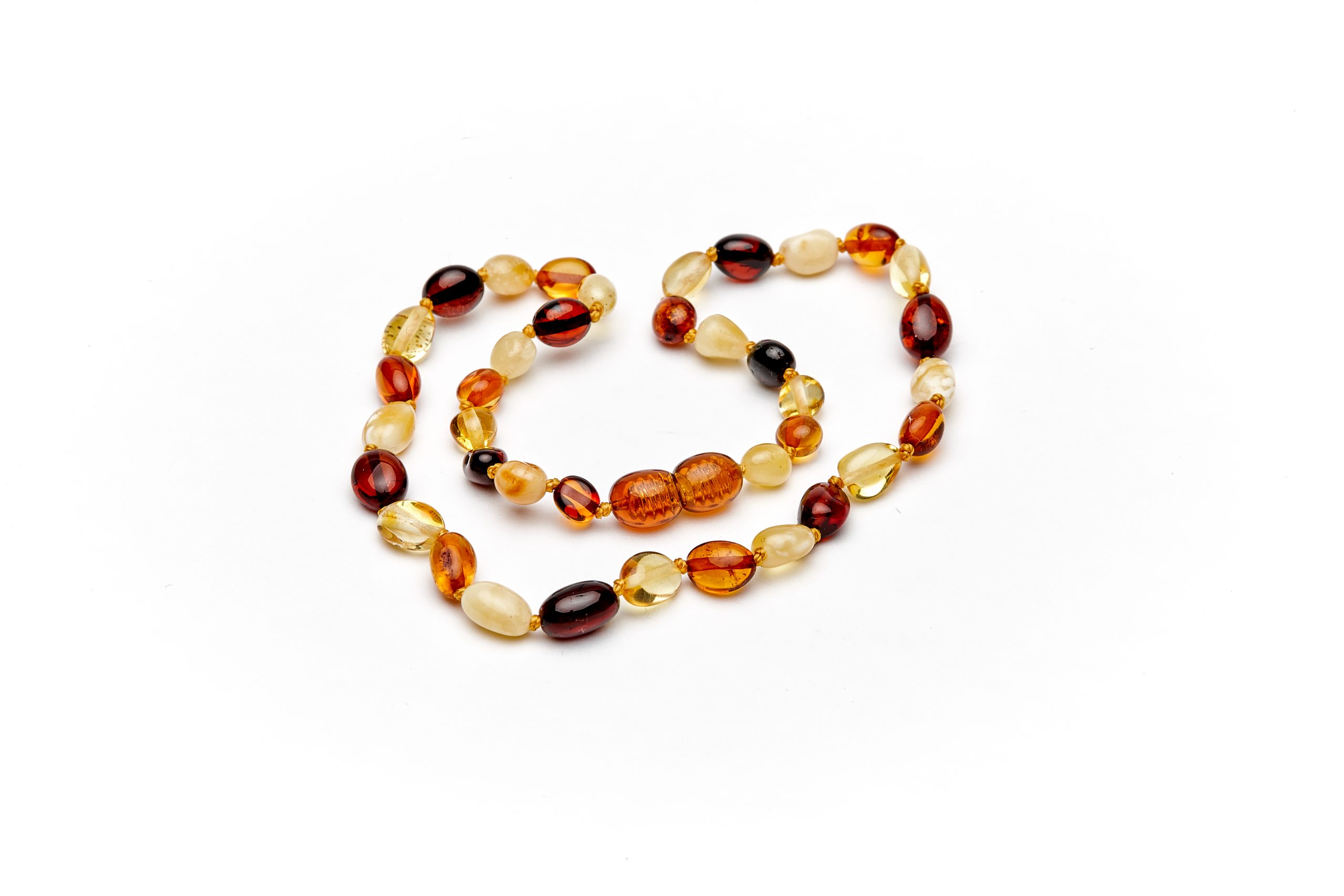 Baltic amber baby necklace cognac olive oval beads 33 cm /13 inch 