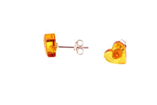 Amber earrings heart honey