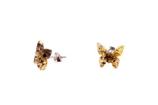 Amber earrings butterfly green