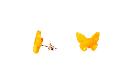 Amber earrings butterfly butter