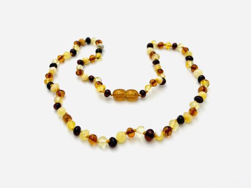 Amber necklace baroque multicolor
